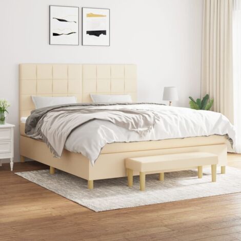 Boxspringbett mit Matratze Creme 180x200 cm Stoff vidaXL