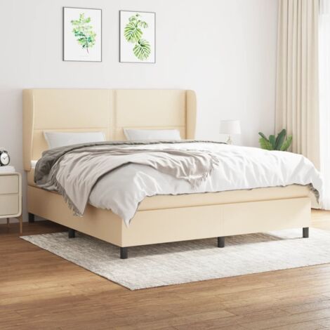 Boxspringbett mit Matratze Creme 180x200 cm Stoff vidaXL