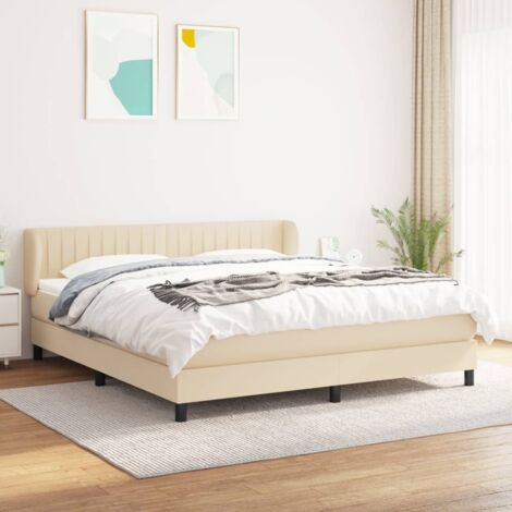 Boxspringbett mit Matratze Creme 180x200 cm Stoff vidaXL