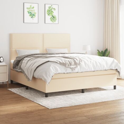 Boxspringbett mit Matratze Creme 180x200 cm Stoff vidaXL