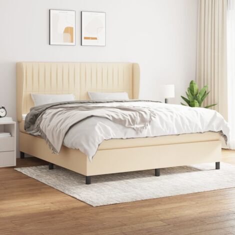 Boxspringbett mit Matratze Creme 180x200 cm Stoff vidaXL