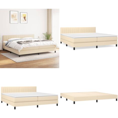Boxspringbett mit Matratze Creme 200x200 cm Stoff - Boxspringbett - Betten - Schlafräume - Cremefarbenes Bett - Doppelbett - Home & Living