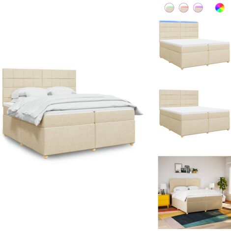 Boxspringbett mit Matratze Creme 200x200 cm Stoff - Boxspringbett - Boxspringbetten - Bett - Bettgestell