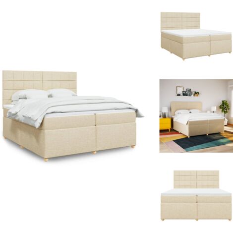Boxspringbett mit Matratze Creme 200x200 cm Stoff - Boxspringbett - Boxspringbetten - Bett - Schlafzimmermöbel