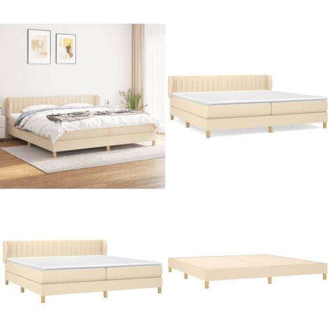 Boxspringbett mit Matratze Creme 200x200 cm Stoff - Boxspringbett - Doppelbett - Cremefarbenes Bett - Bettenrahmen - Lattenrost - Home & Living