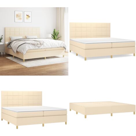 Boxspringbett mit Matratze Creme 200x200 cm Stoff - Boxspringbett - Doppelbett - Cremefarbenes Bett - Bettenrahmen - Matratze - Home & Living