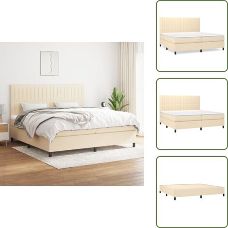 Boxspringbett mit Matratze Creme 200x200 cm Stoff - Boxspringbett - Doppelbett - Cremefarbenes Bett - Bettrahmen - Matratze