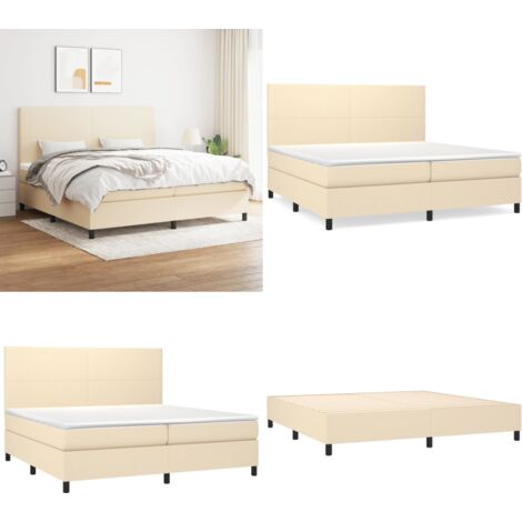 Boxspringbett mit Matratze Creme 200x200 cm Stoff - Boxspringbett - Doppelbett - Cremefarbenes Bett - Bettrahmen - Matratze - Home & Living