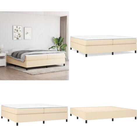 Boxspringbett mit Matratze Creme 200x200 cm Stoff - Boxspringbett - Doppelbett - Cremefarbenes Bett - Bettsystem - Liegekomfort - Home & Living