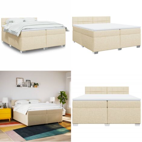Boxspringbett mit Matratze Creme 200x200 cm Stoff - Boxspringbett - Doppelbett - Cremefarbenes Bett - Bettsystem - Schlafsofa - Home & Living