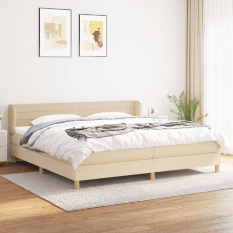 Boxspringbett mit Matratze Creme 200x200 cm Stoff vidaXL