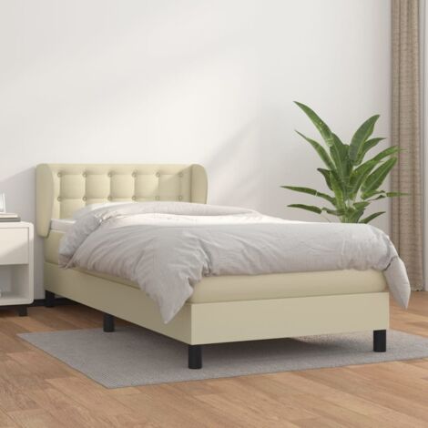 Boxspringbett mit Matratze Creme 80x200 cm Kunstleder vidaXL
