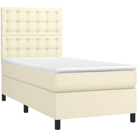 Boxspringbett mit Matratze Creme 90x190 cm Kunstleder vidaXL