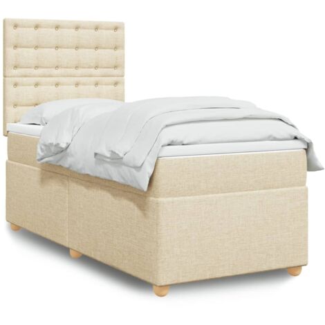 Boxspringbett mit Matratze Creme 90x200 cm Stoff vidaXL