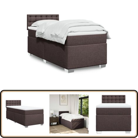 Boxspringbett mit Matratze Dunkelbraun 100x200 cm Stoff - Boxspringbett - Doppelbett - Bettsystem - Schlafsofa - Polsterbett