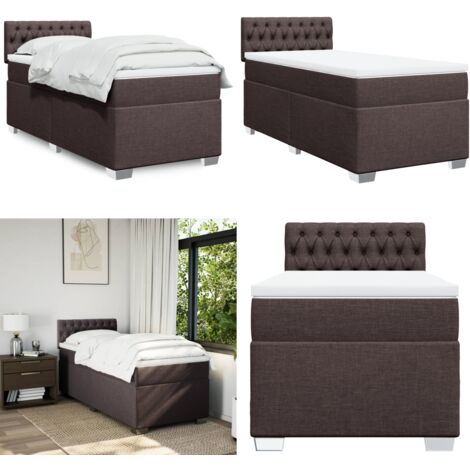Boxspringbett mit Matratze Dunkelbraun 100x200 cm Stoff - Boxspringbett - Doppelbett - Bettsystem - Schlafsofa - Polsterbett - Home & Living