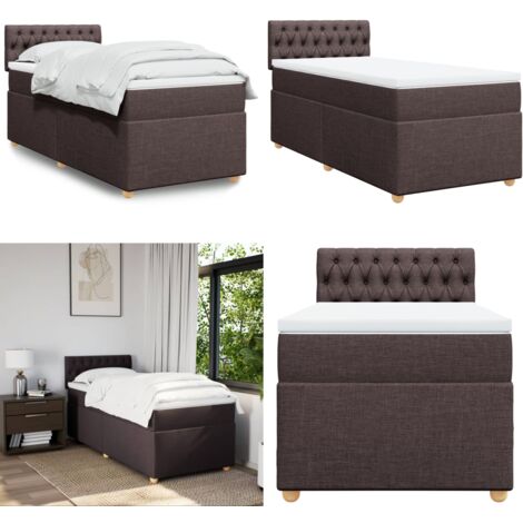 Boxspringbett mit Matratze Dunkelbraun 100x200 cm Stoff - Boxspringbett - Doppelbett - Bettsystem - Schlafsofa - Polsterbett - Home & Living