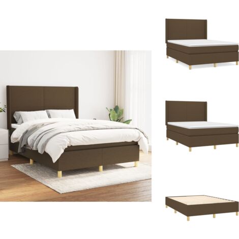 Boxspringbett mit Matratze Dunkelbraun 140x190 cm Stoff - Boxspringbett - Doppelbett - Bettenrahmen - Lattenrost - Matratze