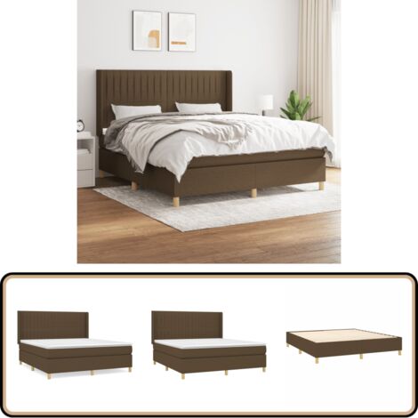 Boxspringbett mit Matratze Dunkelbraun 160x200 cm Stoff - Boxspringbett - Doppelbett - Bettenrahmen - Lattenrost - Matratze