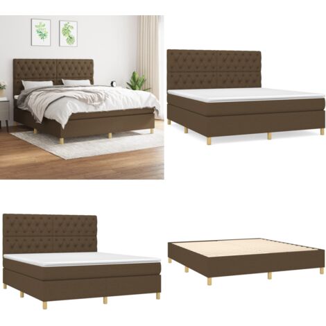 Boxspringbett mit Matratze Dunkelbraun 160x200 cm Stoff - Boxspringbett - Doppelbett - Bettenrahmen - Matratze - Kopfteil - Home & Living