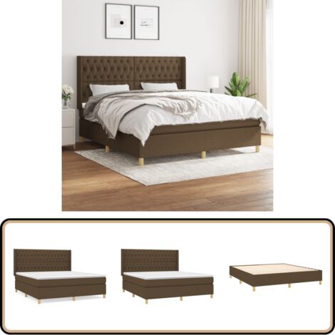 Boxspringbett mit Matratze Dunkelbraun 180x200 cm Stoff - Boxspringbett - Doppelbett - Bettenrahmen - Lattenrost - Massivholzbette