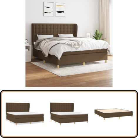 Boxspringbett mit Matratze Dunkelbraun 180x200 cm Stoff - Boxspringbett - Doppelbett - Lattenrost - Bettrahmen - Massivholzbette