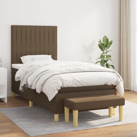 Boxspringbett mit Matratze Dunkelbraun 90x190 cm Stoff vidaXL