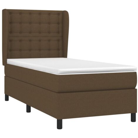 Boxspringbett mit Matratze Dunkelbraun 90x190 cm Stoff vidaXL