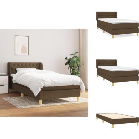Boxspringbett mit Matratze Dunkelbraun 90x200 cm Stoff - Boxspringbett - Doppelbett - Bettenrahmen - Lattenrost - Matratze