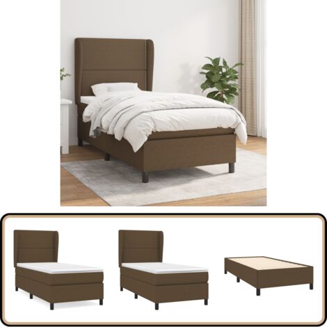 Boxspringbett mit Matratze Dunkelbraun 90x200 cm Stoff - Boxspringbett - Doppelbett - Bettenrahmen - Lattenrost - Matratze