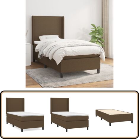 Boxspringbett mit Matratze Dunkelbraun 90x200 cm Stoff - Boxspringbett - Doppelbett - Bettenrahmen - Lattenrost - Matratze