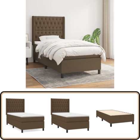 Boxspringbett mit Matratze Dunkelbraun 90x200 cm Stoff - Boxspringbett - Doppelbett - Bettenrahmen - Lattenrost - Matratze