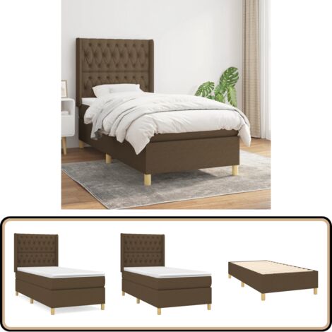 Boxspringbett mit Matratze Dunkelbraun 90x200 cm Stoff - Boxspringbett - Doppelbett - Bettenrahmen - Lattenrost - Matratze
