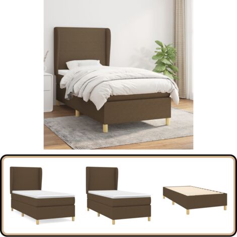 Boxspringbett mit Matratze Dunkelbraun 90x200 cm Stoff - Boxspringbett - Doppelbett - Bettenrahmen - Lattenrost - Matratze