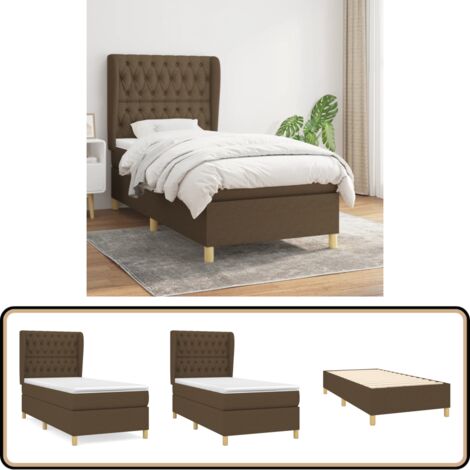Boxspringbett mit Matratze Dunkelbraun 90x200 cm Stoff - Boxspringbett - Doppelbett - Bettenrahmen - Lattenrost - Matratze