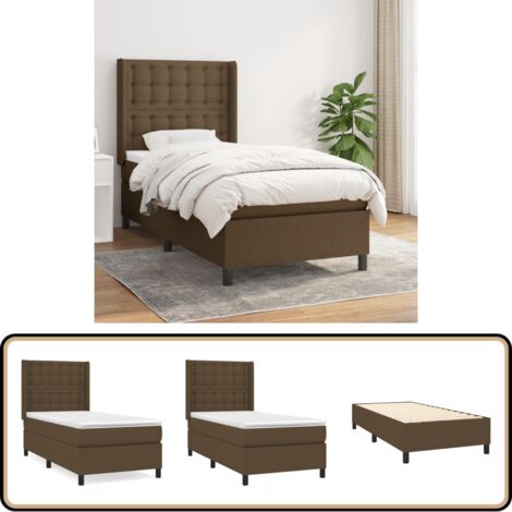 Boxspringbett mit Matratze Dunkelbraun 90x200 cm Stoff - Boxspringbett - Doppelbett - Bettenrahmen - Lattenrost - Matratze