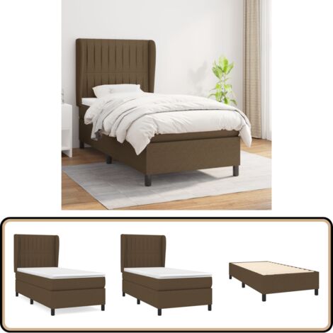Boxspringbett mit Matratze Dunkelbraun 90x200 cm Stoff - Boxspringbett - Doppelbett - Bettenrahmen - Lattenrost - Matratze