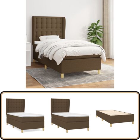 Boxspringbett mit Matratze Dunkelbraun 90x200 cm Stoff - Boxspringbett - Doppelbett - Bettenrahmen - Lattenrost - Matratze
