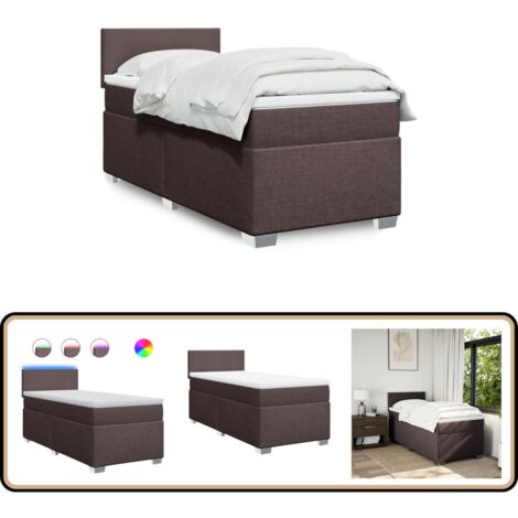 Boxspringbett mit Matratze Dunkelbraun 90x200 cm Stoff - Boxspringbett - Doppelbett - Bettenrahmen - Lattenrost - Matratze