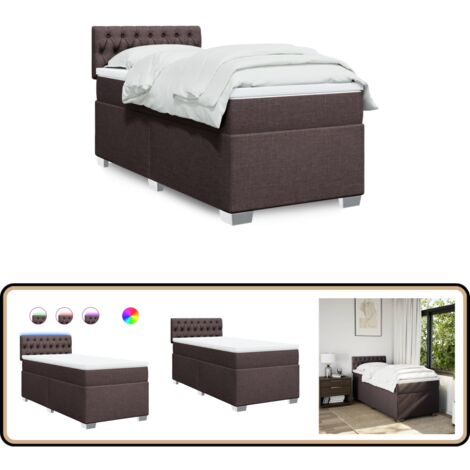 Boxspringbett mit Matratze Dunkelbraun 90x200 cm Stoff - Boxspringbett - Doppelbett - Bettenrahmen - Lattenrost - Matratze