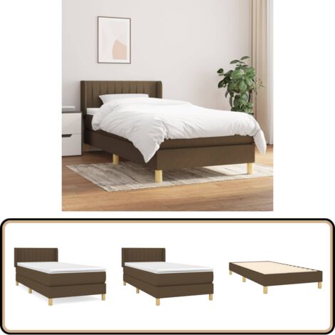 Boxspringbett mit Matratze Dunkelbraun 90x200 cm Stoff - Boxspringbett - Doppelbett - Bettenrahmen - Lattenrost - Matratze