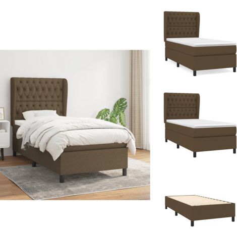 Boxspringbett mit Matratze Dunkelbraun 90x200 cm Stoff - Boxspringbett - Doppelbett - Bettenrahmen - Lattenrost - Matratze