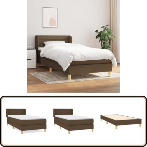Boxspringbett mit Matratze Dunkelbraun 90x200 cm Stoff - Boxspringbett - Doppelbett - Bettenrahmen - Lattenrost - Matratze