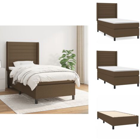 Boxspringbett mit Matratze Dunkelbraun 90x200 cm Stoff - Boxspringbett - Doppelbett - Bettenrahmen - Lattenrost - Matratze
