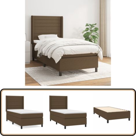 Boxspringbett mit Matratze Dunkelbraun 90x200 cm Stoff - Boxspringbett - Doppelbett - Bettenrahmen - Lattenrost - Matratze