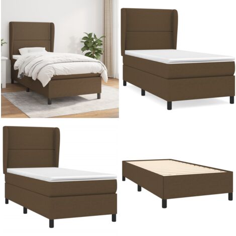 Boxspringbett mit Matratze Dunkelbraun 90x200 cm Stoff - Boxspringbett - Doppelbett - Bettenrahmen - Lattenrost - Matratze - Home & Living
