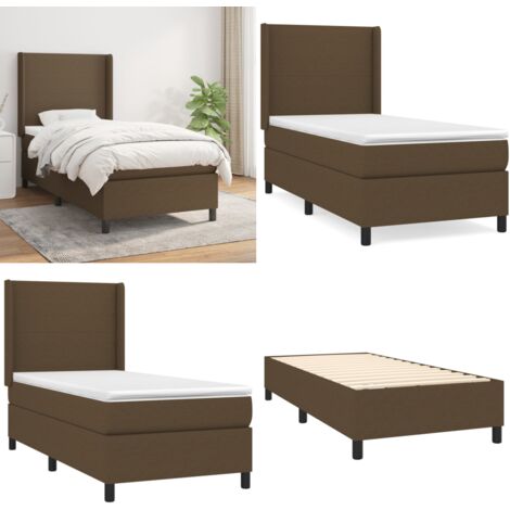 Boxspringbett mit Matratze Dunkelbraun 90x200 cm Stoff - Boxspringbett - Doppelbett - Bettenrahmen - Lattenrost - Matratze - Home & Living