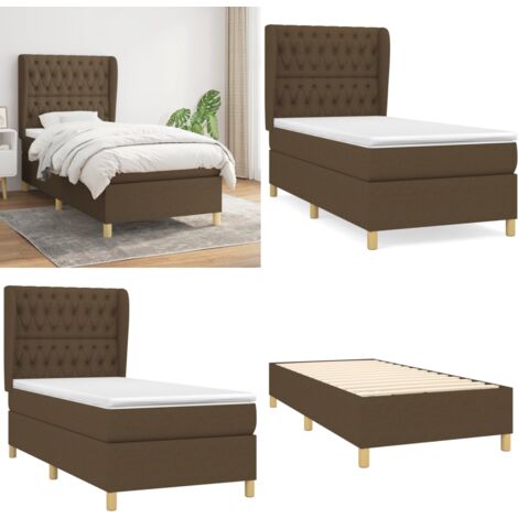 Boxspringbett mit Matratze Dunkelbraun 90x200 cm Stoff - Boxspringbett - Doppelbett - Bettenrahmen - Lattenrost - Matratze - Home & Living
