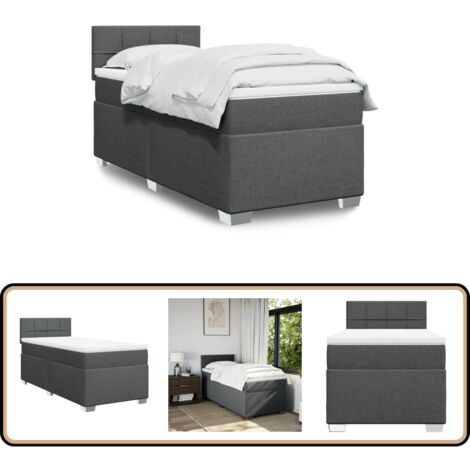 Boxspringbett mit Matratze Dunkelgrau 100x200 cm Stoff - Boxspringbett - Doppelbett - Bettsofa - Schlafsystem - Polsterbett