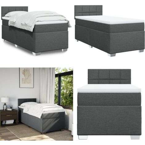 Boxspringbett mit Matratze Dunkelgrau 100x200 cm Stoff - Boxspringbett - Doppelbett - Bettsofa - Schlafsystem - Polsterbett - Home & Living